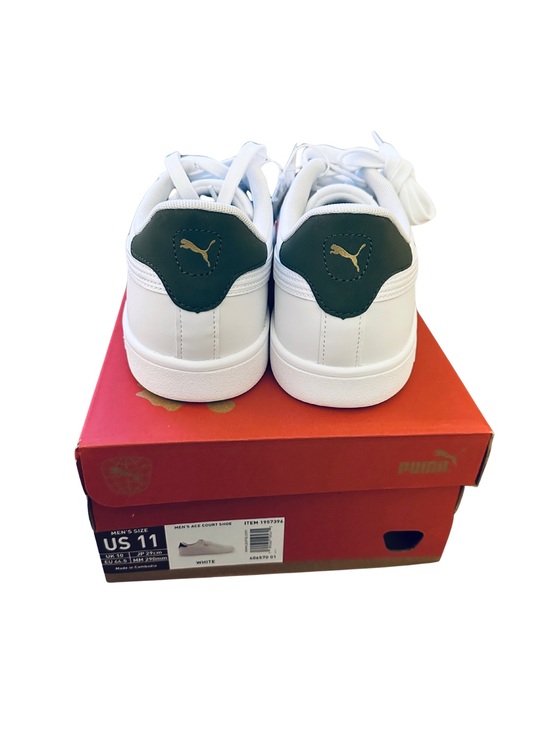 Men’s Puma White Low-Top Ace Leather Court Shoe main image 4